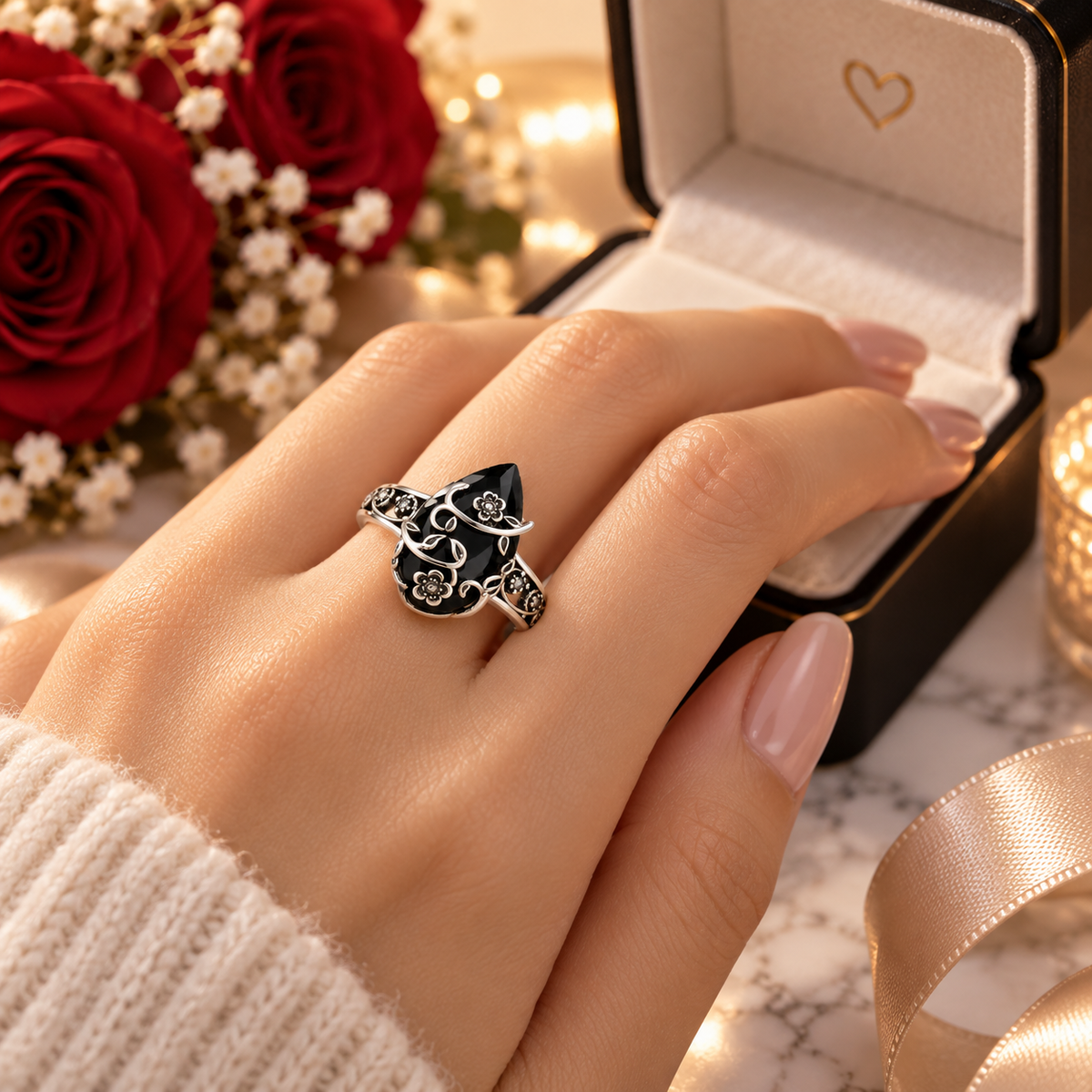 Selaris™ Anillo Protector de Obsidiana Negra